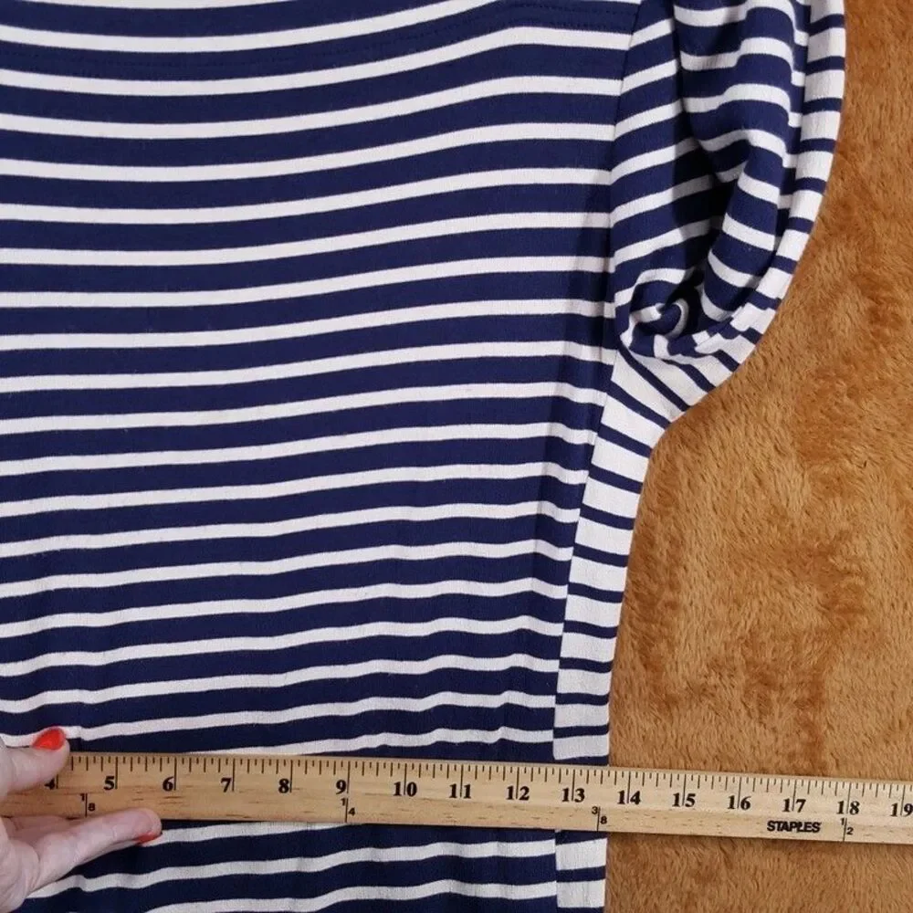 TORY BURCH Dress Womens Small Navy Stripe Pullover Stretch Sheath CALLAN